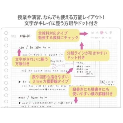 みおりん Study Time ルーズリーフ 26穴 B5 学習ノート 全般用 サンスター文具