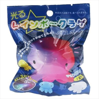 入浴剤 マスコットが飛び出るバスボール 光るレインボーくらげ サンタン 