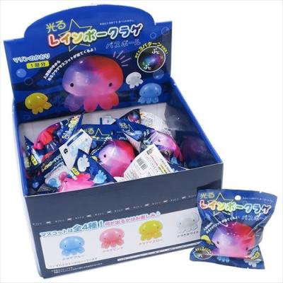 入浴剤 マスコットが飛び出るバスボール 光るレインボーくらげ サンタン 