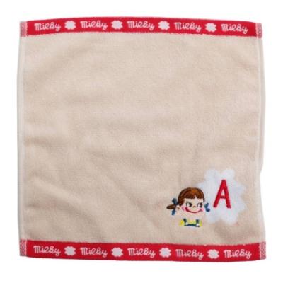 不二家のペコちゃん ミニタオル ジャガード イニシャル ハンカチタオル アルファベットA ティーズファクトリー プレゼント