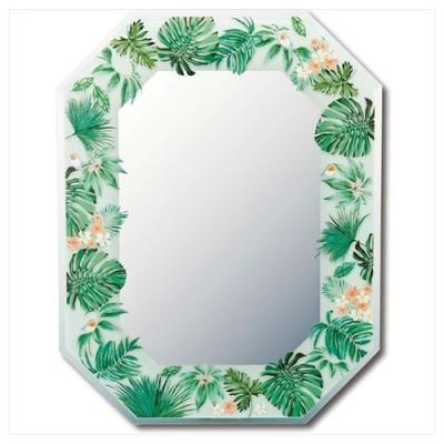 鏡 八角ミラー FGデザイン ユーパワー フラワー ローズ ボタニカル 雑貨 29×37.5cm お洒落 開運 風水 ギフト