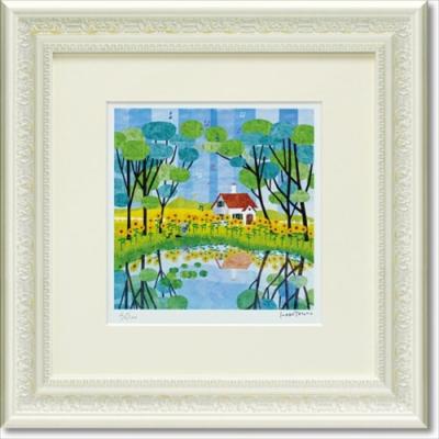 版画 額付き ひまわり はりたつお 