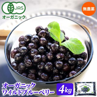 冷凍ブルーベリー 無農薬 4kg (200g×20袋) オーガニック ワイルドブルーベリー 有機 JAS 大容量 お徳用 小粒 フルーツ 冷凍フルーツ