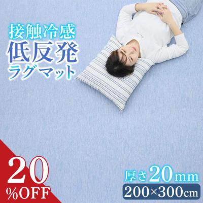 ラグ 夏 低反発 ひんやり 冷感 接触冷感 200×300 低反発 20ｍｍ 極厚 ふかふか ウレタン カーペット ラグマット 夏用 ひんやりマット おしゃれ フリーリー