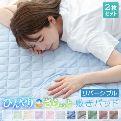 敷きパッド シングル リバーシブル 【2枚セット】 接触冷感 100×200cm 防ダニ 抗菌防臭 丸洗いOK 吸水速乾 洗える 冷感マット