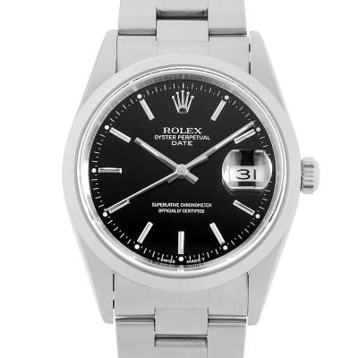 ロレックス オイスターパーペチュアル デイト 15200 ブラック バー T番 中古 メンズ 腕時計
