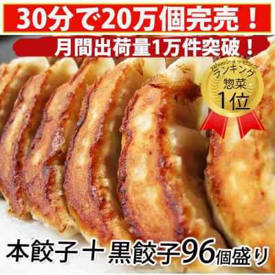野菜たっぷり本餃子48個・にんにくがっつり黒餃子48個（96個セット／16人前）　餃子 冷凍食品 取り寄せ 点心 業務用 出来立て メガ盛り ぎょうざ