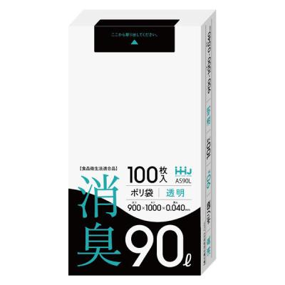 ハウスホールドジャパン 消臭袋 90L 透明 100枚 AS90L 1セット(100枚入)（直送品）
