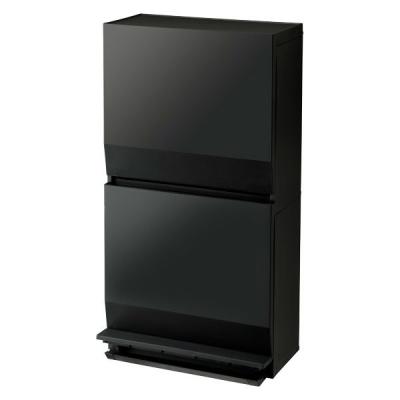 リス SOLOW通路ペダル分別ストッカー2段 ブラック 45L GSLW021 1台（直送品）