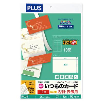 プラス プラスいつものカード名刺・表示用 アイボリー 特厚口 A4 10片10シート入 46580 1袋（直送品）