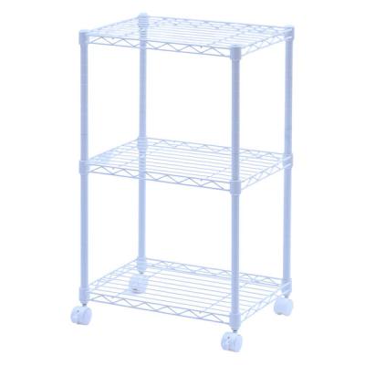 YAMAZEN メタルシェルフキャスター付3段 直径19mm 幅440mmホワイト OKM-70433CJH(WH) 1台（直送品）