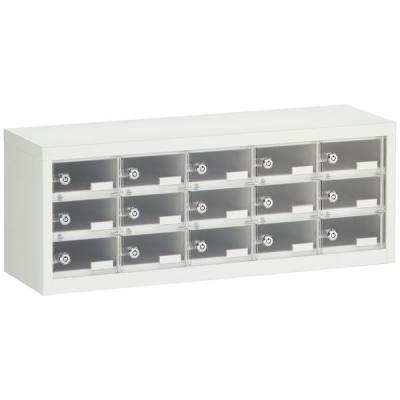 【軒先渡し】モバイルロッカー シリンダー錠 5列3段 15人用 幅770×奥行240×高さ290mm（直送品）