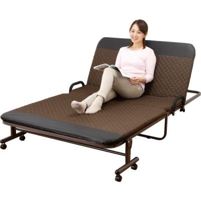 ファミリー・ライフ 収納式リクライニングベッド シングル ブラウン （14段階） 03458（直送品）