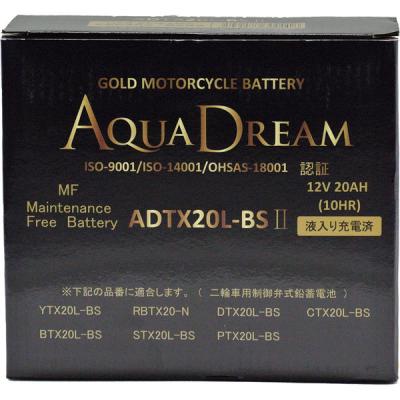 アクアドリーム バイク用バッテリー GOLD Motorcycle Battery 液入り充電済 ADTX20L-BSII 1個（直送品）