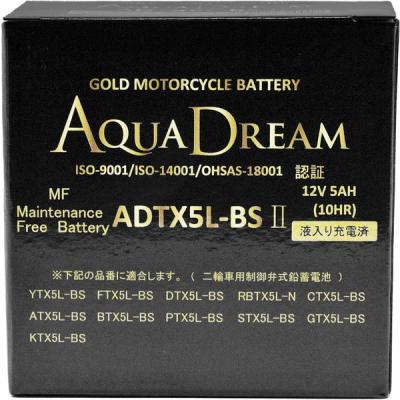 アクアドリーム バイク用バッテリー GOLD Motorcycle Battery 液入り充電済 ADTX5L-BSII 1個（直送品）