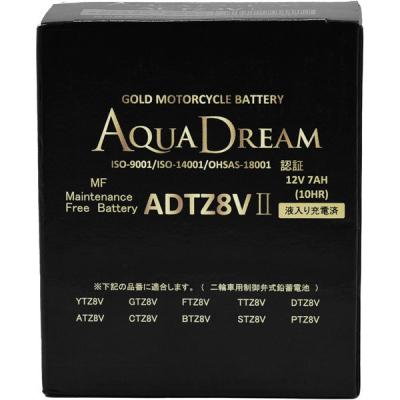 アクアドリーム バイク用バッテリー GOLD Motorcycle Battery 液入り充電済 ADTZ8VII 1個（直送品）