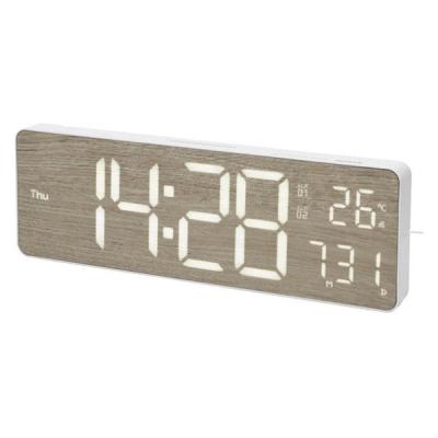 TRI LED Wi-Fiクロック Camio WH/WOOD 置き掛け兼用 SLW429 1個（直送品）