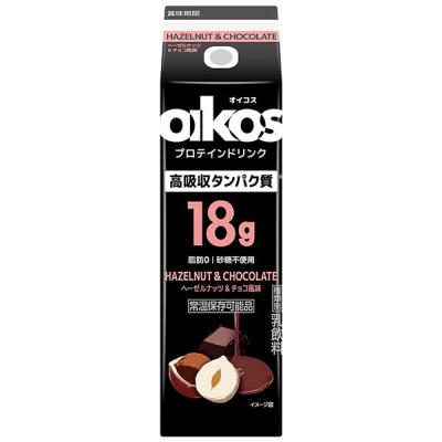 オイコス 高吸収タンパク質18g ヘーゼルナッツ＆チョコ風味 240ml×24本 4901112800563 1セット(240ml×24)（直送品）