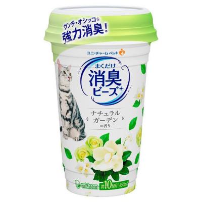 猫トイレ まくだけ 香り広がる消臭ビーズ さわやかなナチュラルガーデンの香り 450ml 1個 ユニ・チャーム