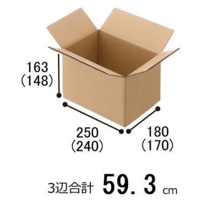 【60サイズ】「現場のチカラ」 無地ダンボール Cライナー 外寸：幅250×奥行180×高さ163mm 1セット（120枚：20枚×6）  オリジナル