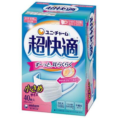 超快適マスク　プリーツタイプ　小さめサイズ 3層式 不織布　使い捨て　1箱（40枚入） 931828 ユニ・チャーム 日本製 オリジナル