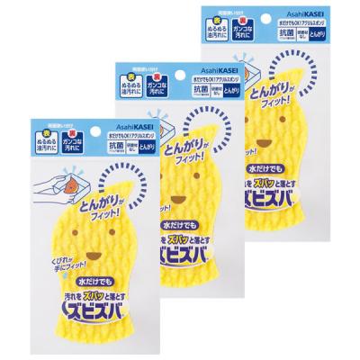 キッチンスポンジ ズビズバ 水だけでもOK 抗菌 食器用スポンジ とんがり 1セット（1個×3）旭化成ホームプロダクツ