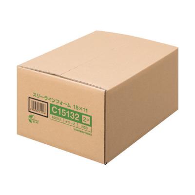 ストックフォーム（スリーライン）2P 11×15インチ グリーン罫 C15132 1箱（1000set） トッパン・フォームズ