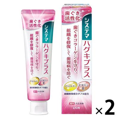 歯磨き粉 フッ素 システマ ハグキプラス ハミガキ 組織修復成分ダブル配合 歯周病予防 90g 1セット（2本） ライオン