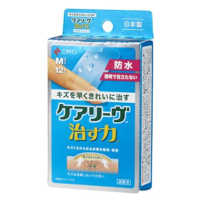 ニチバン 家庭用創傷パッド 救急絆創膏 ケアリーヴ 治す力 防水タイプ Mサイズ 25mm×70mm CNB12M 1箱（12枚入）