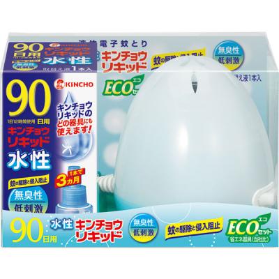 水性キンチョウリキッド コード式 ECOミルキーブルーセット 約90日 無香料 器具+取替えボトル KINCHO キンチョー