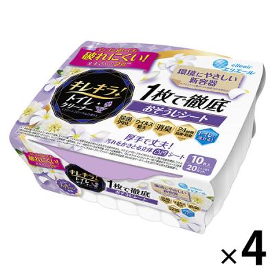 エリエール キレキラ！1枚で徹底トイレおそうじシート本体 1セット（10枚入×4パック）除菌99.9％・消臭・抗菌・防臭 大王製紙