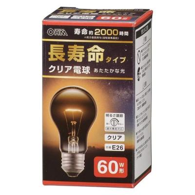 オーム電機 長寿命クリア電球60W1P 06-4749 1個