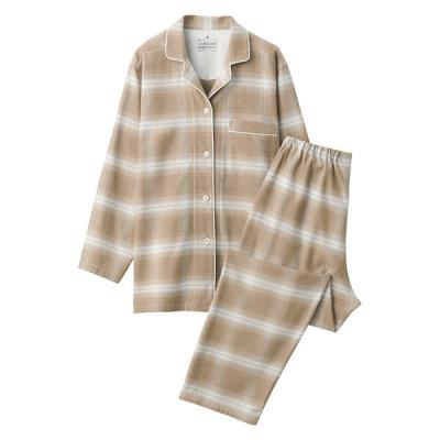 無印良品／XL／脇に縫い目のない／ピンクチェックとブルー2点フランネルパジャマ 無印良品 新品 婦人 脇に縫い目のない フランネルパジャマ 婦人 M