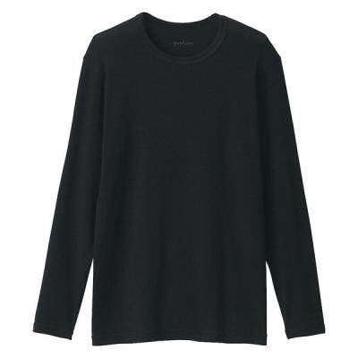 無印良品 メンズ　紳士 あったか綿 クルーネック長袖Ｔシャツ 紳士Ｓ 黒 良品計画