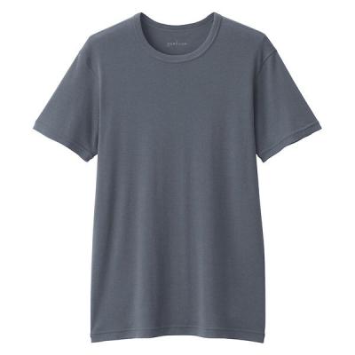 無印良品 メンズ　紳士 あったか綿 クルーネック半袖Ｔシャツ 紳士Ｌ ダークグレー 良品計画