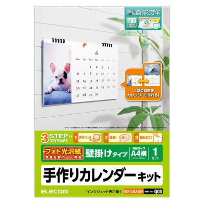 【アウトレット】エレコム カレンダーキット 光沢紙 横長吊りタイプ EDT-CALA4WK 1個