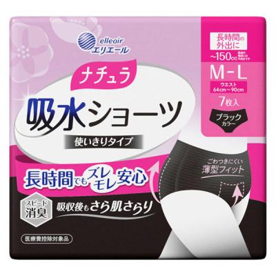 LOHACO - ナチュラ 吸水ショーツ M〜L 150cc 7枚入 ブラック 使い切り