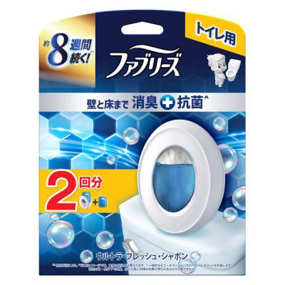 ファブリーズ トイレ用消臭剤+抗菌 トイレ用 置き型 ウルトラ・フレッシュ・シャボン 1パック（本体+詰替1個） P＆G