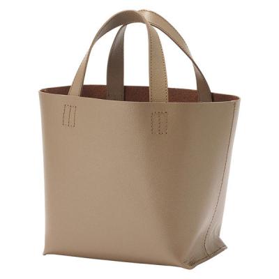 LOHACO - 無印良品 ヌメ革 ミニトートバッグ グレイッシュブラウン