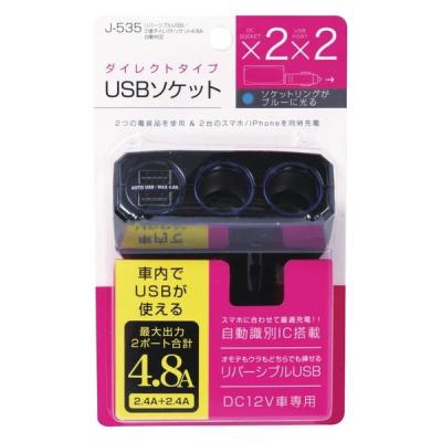 【アウトレット】ジョイフル リバーシブルUSB2連ダイレクト J-535 1個