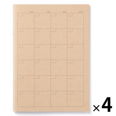 無印良品 ノート マンスリー Ａ６・３２枚 1セット（1冊×4） 良品計画