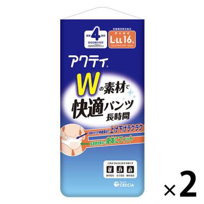 アクティ Wの素材で快適パンツ 長時間 L-LLサイズ 1セット（16枚入×2パック） 日本製紙クレシア