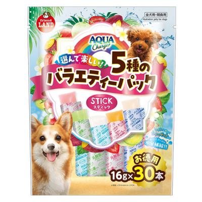 【アウトレット】アクアチャージ スティック 5種のバラエティーパック（16g×30本）1袋 マルカン 犬用 おやつ