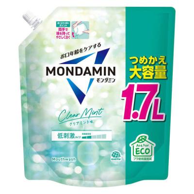 マウスウォッシュ 洗口液 口臭 モンダミン クリアミント つめかえ 大容量 1.7L 低刺激タイプ 口臭対策 アース製薬
