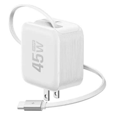 ECOFLOW 45W GaN急速充電器(USBーCケーブル内蔵)ホワイト EFA-45WCHARGER2-W-JP 1個