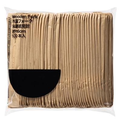 木製フォーク 未晒紙完封 16cm　1セット（1袋（100本入）×30） オリジナル