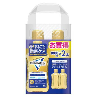 マウスウォッシュ 洗口液 口臭 モンダミン プレミアムケア ゴールドミント 1000mL×2本 低刺激タイプ 口臭対策 アース製薬