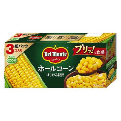 デルモンテ　ホールコーン　はじける贅沢　紙パック　190g×3個　1パック　素材缶詰（コーン）　キッコーマン