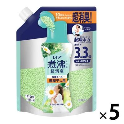 （セール）レノア 煮沸レベル超消臭 抗菌ビーズ 部屋干し用 花とおひさまの香り 詰め替え 超特大 1410mL 1セット（1個×5） 抗菌 P＆G