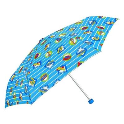 【アウトレット】アテイン 子供用折りたたみ傘 50cm のりもの 水色 5155SX 1本